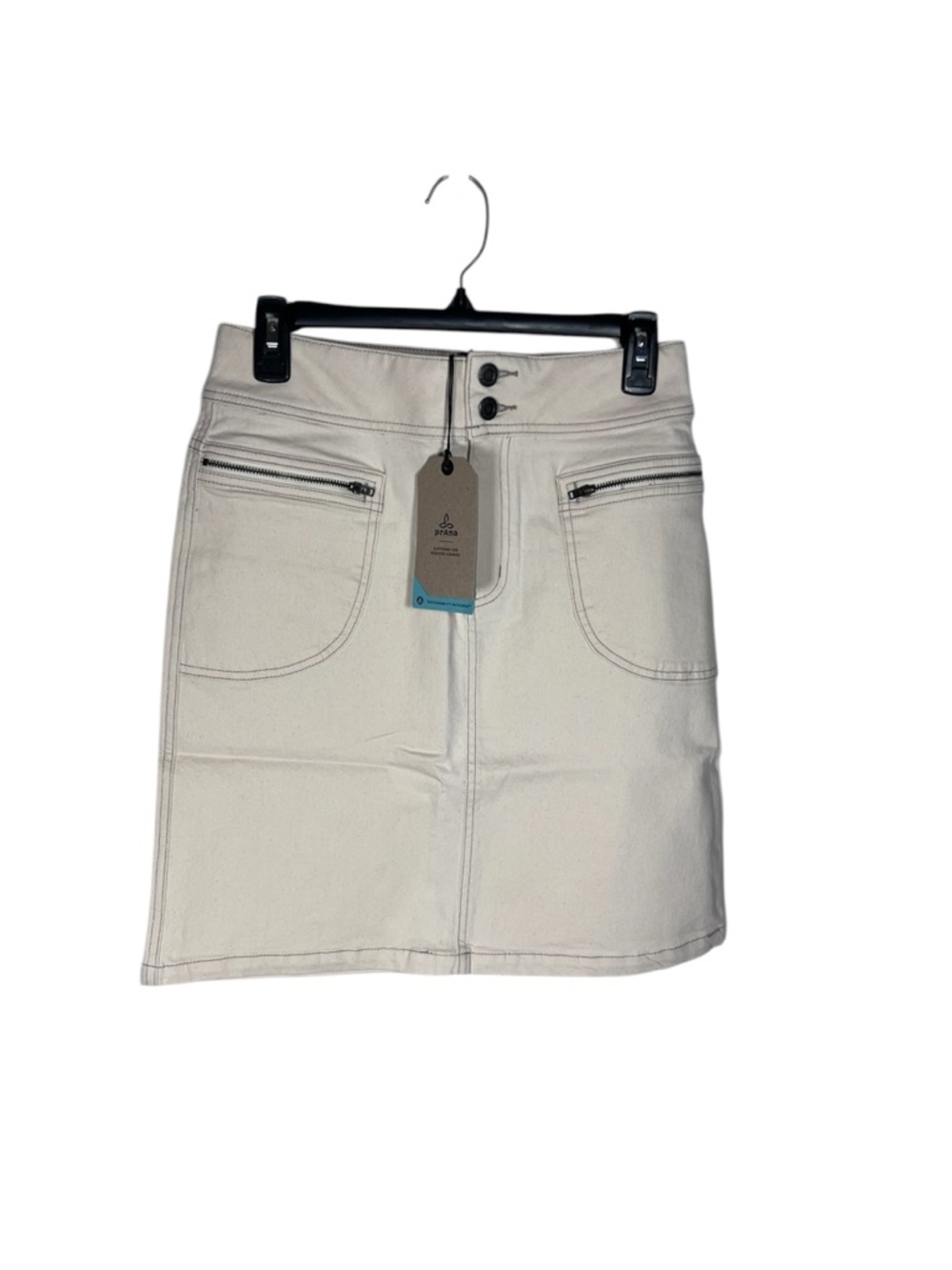 Prana Women's Ivory Broadway Denim Stretch Fabric Skirt Size 4